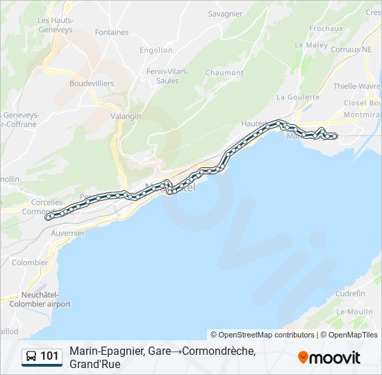 Buslinie 101 Karte