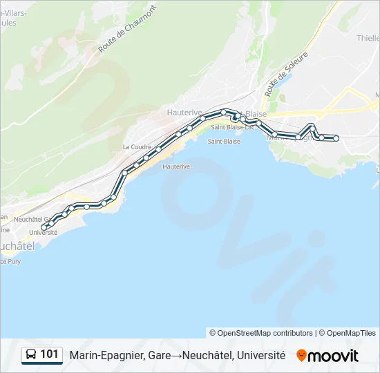 Plan de la ligne 101 de bus
