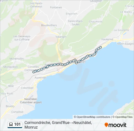 Plan de la ligne 101 de bus