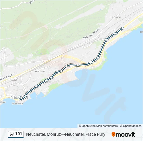 Plan de la ligne 101 de bus