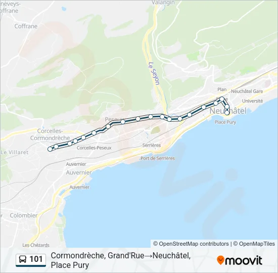 101 Bus Line Map