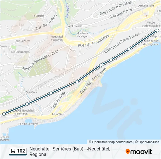 102 Bus Line Map