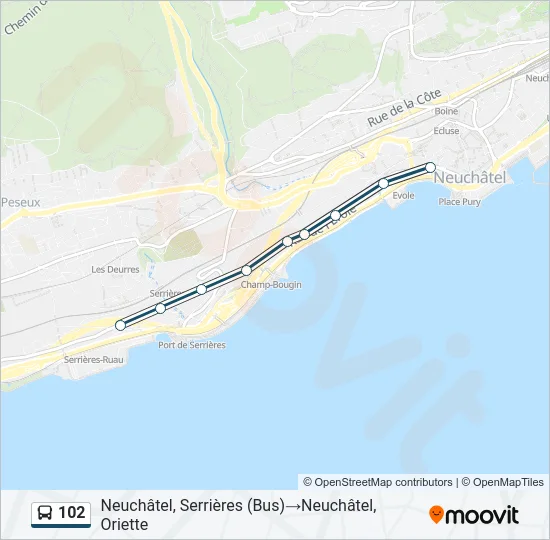 102 Bus Line Map
