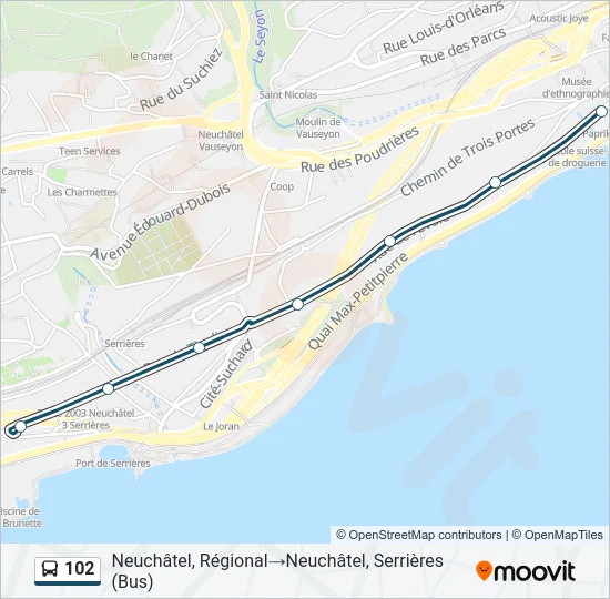 102 Bus Line Map