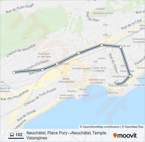 102 Bus Line Map