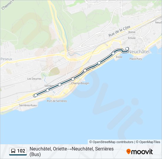 102 Bus Line Map
