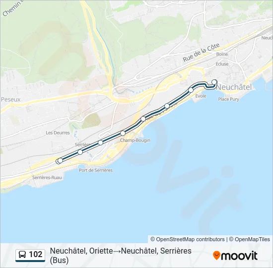 102 Bus Line Map