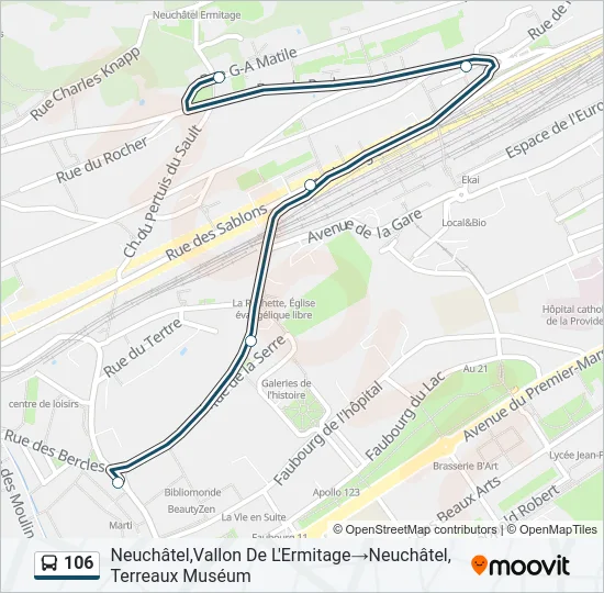 Plan de la ligne 106 de bus