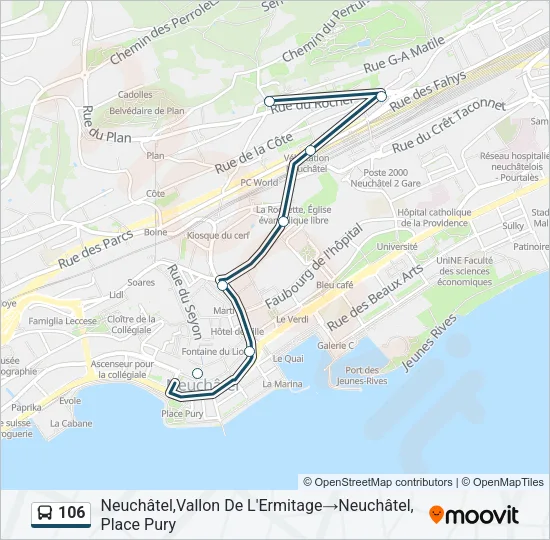 106 Bus Line Map