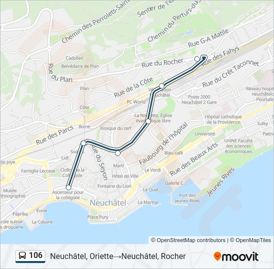 106 Bus Line Map