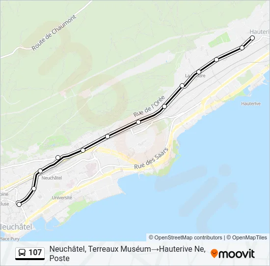 107 Bus Line Map