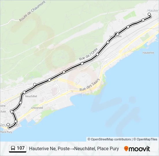 Plan de la ligne 107 de bus