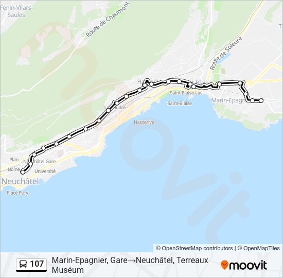 107 Bus Line Map