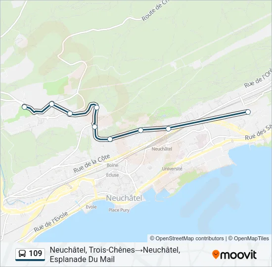 Plan de la ligne 109 de bus