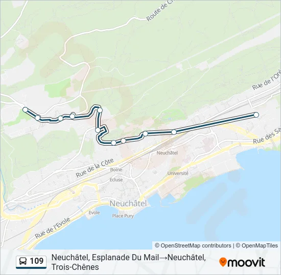 Plan de la ligne 109 de bus