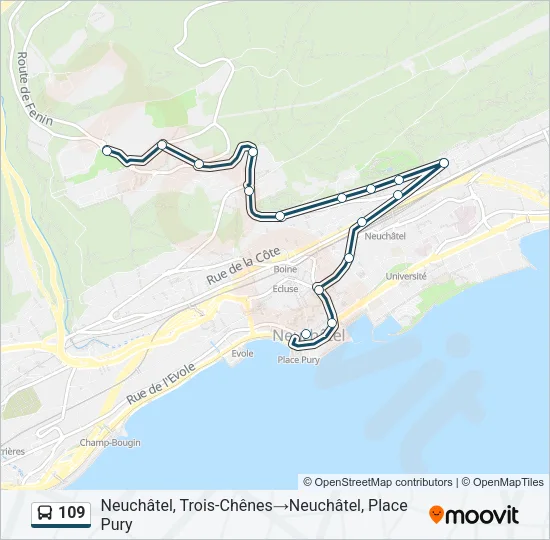 Plan de la ligne 109 de bus