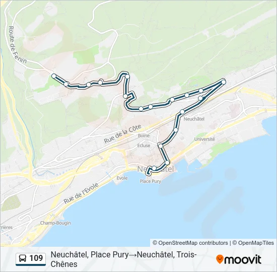 Plan de la ligne 109 de bus