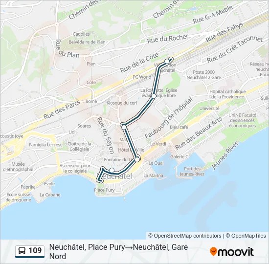 109 Bus Line Map