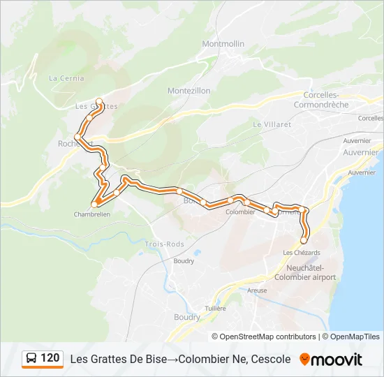 Plan de la ligne 120 de bus