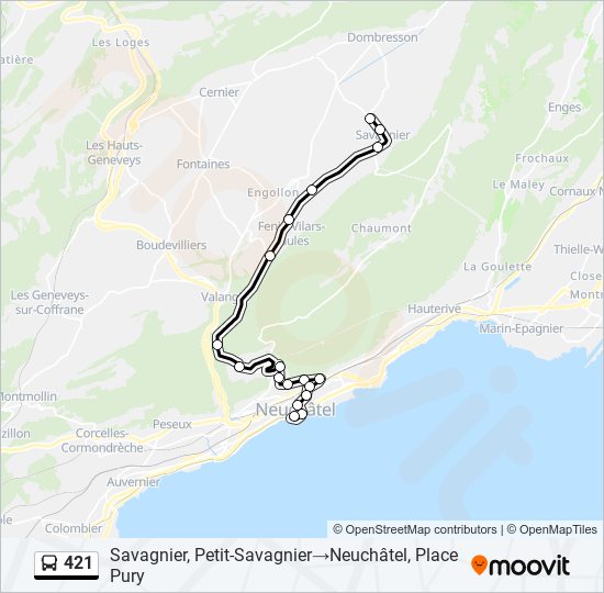 Plan de la ligne 421 de bus