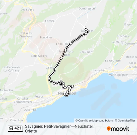 421 Bus Line Map