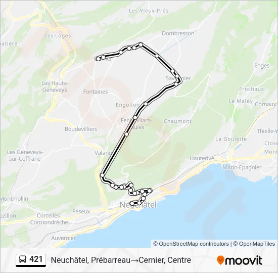 421 Bus Line Map