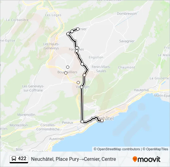 Plan de la ligne 422 de bus