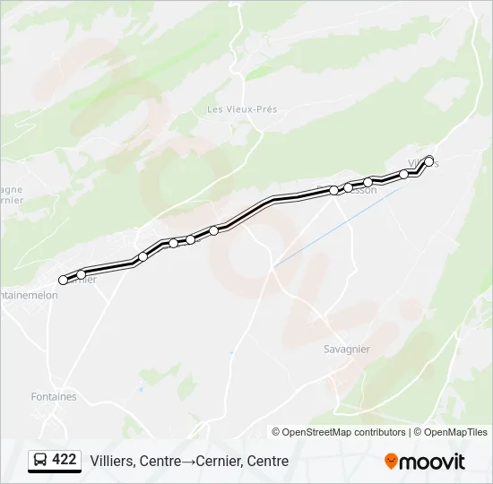 Plan de la ligne 422 de bus