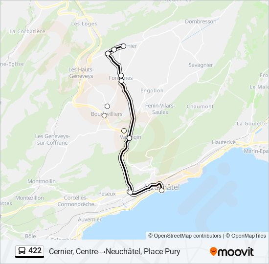 422 Route Schedules, Stops & Maps Cernier, Centre‎→Neuchâtel, Place