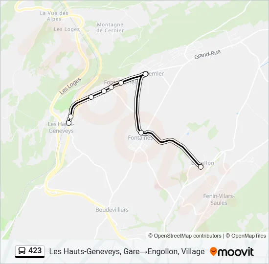 Plan de la ligne 423 de bus