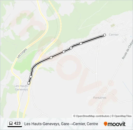 Plan de la ligne 423 de bus