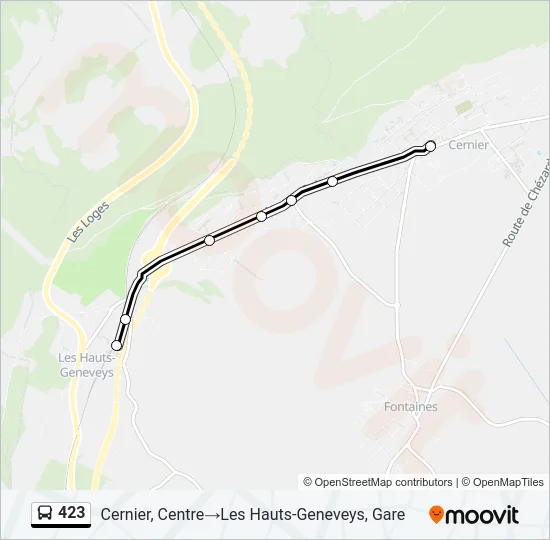 Plan de la ligne 423 de bus