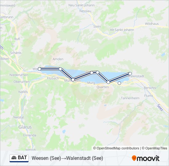 Plan de la ligne BAT de ferry