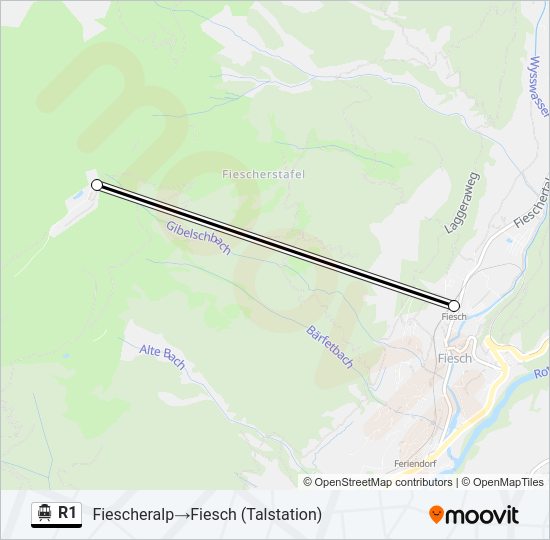 R1 Cable Car Line Map