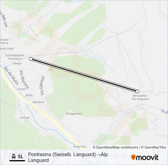 Plan de la ligne SL de téléphérique