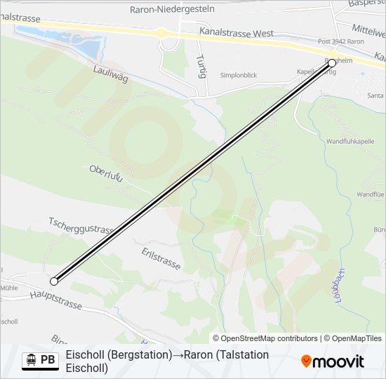 PB Cable Car Line Map