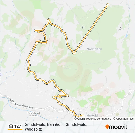 Plan de la ligne 127 de bus