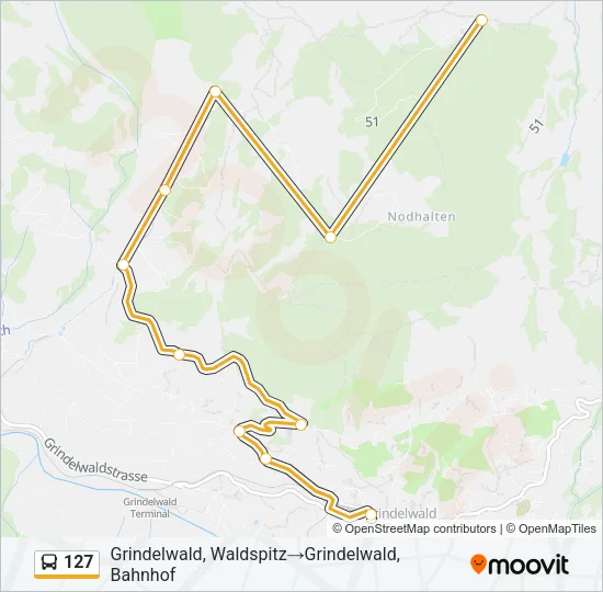 Plan de la ligne 127 de bus