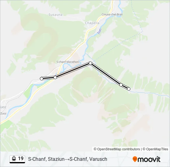 Plan de la ligne 19 de tram