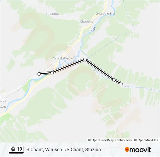 Plan de la ligne 19 de tram