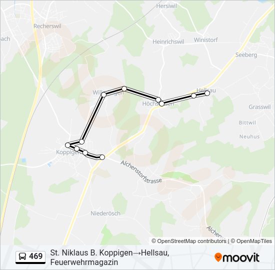 Plan de la ligne 469 de bus