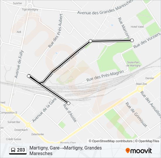 203 Bus Line Map