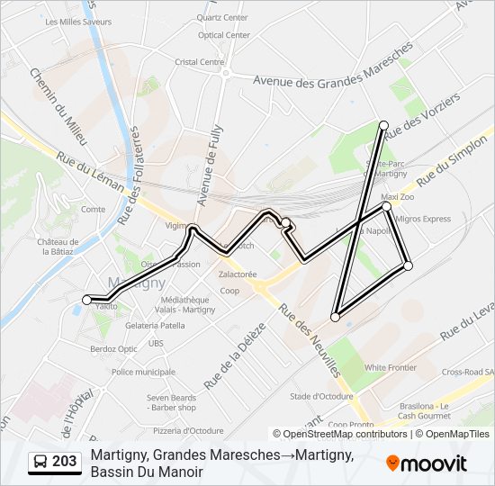 203 Bus Line Map