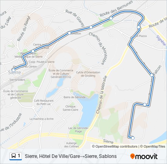 1 Bus Line Map