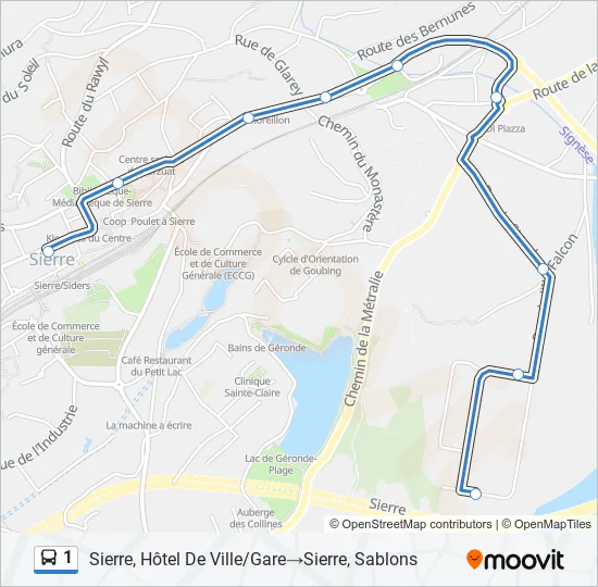 1 Bus Line Map