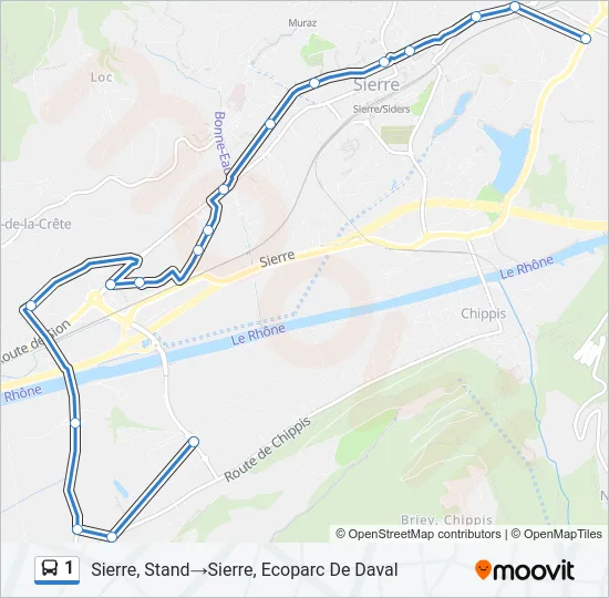 Plan de la ligne 1 de bus
