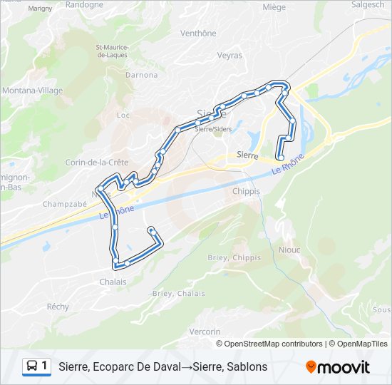 1 Bus Line Map