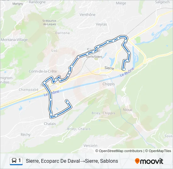 1 Bus Line Map