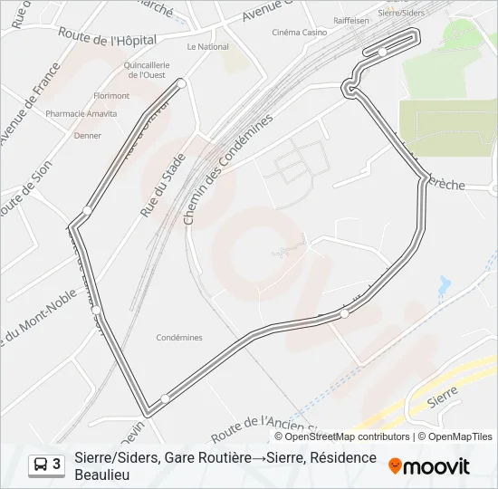 Plan de la ligne 3 de bus