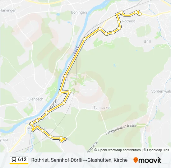 612 Bus Line Map